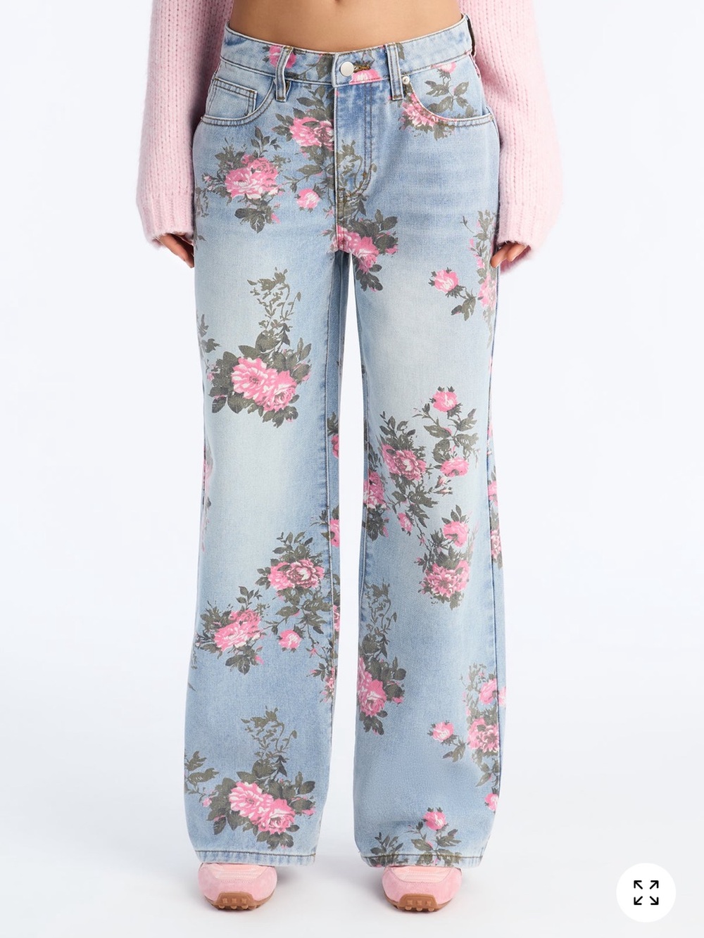 Floral wide leg jeans